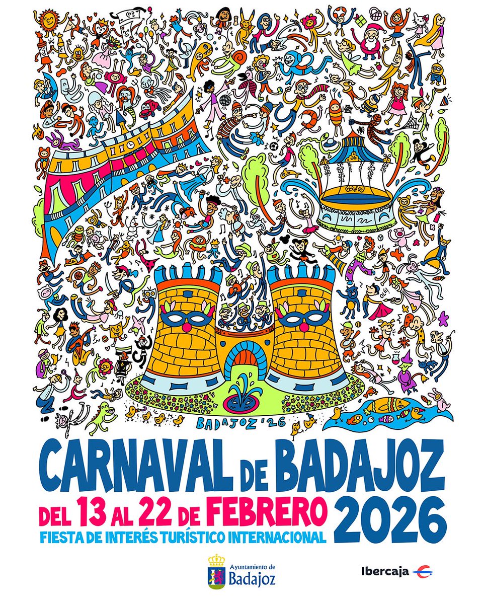 🎭🙌🎉 El Carnaval de #Badajoz 2026, Fiesta de Interés Turístico Internacional del 13 al 22 de febrero.

#CarnavalDeBadajoz
<a href="/CarnavalBJZ/">Carnaval de Badajoz</a>