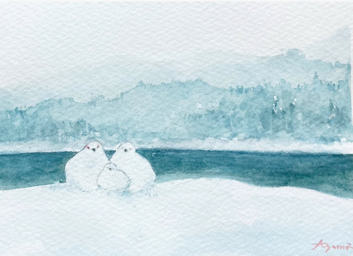 あべ先生の教室の課題作品です✍️ いつかオリジナルでも雪景色を描い