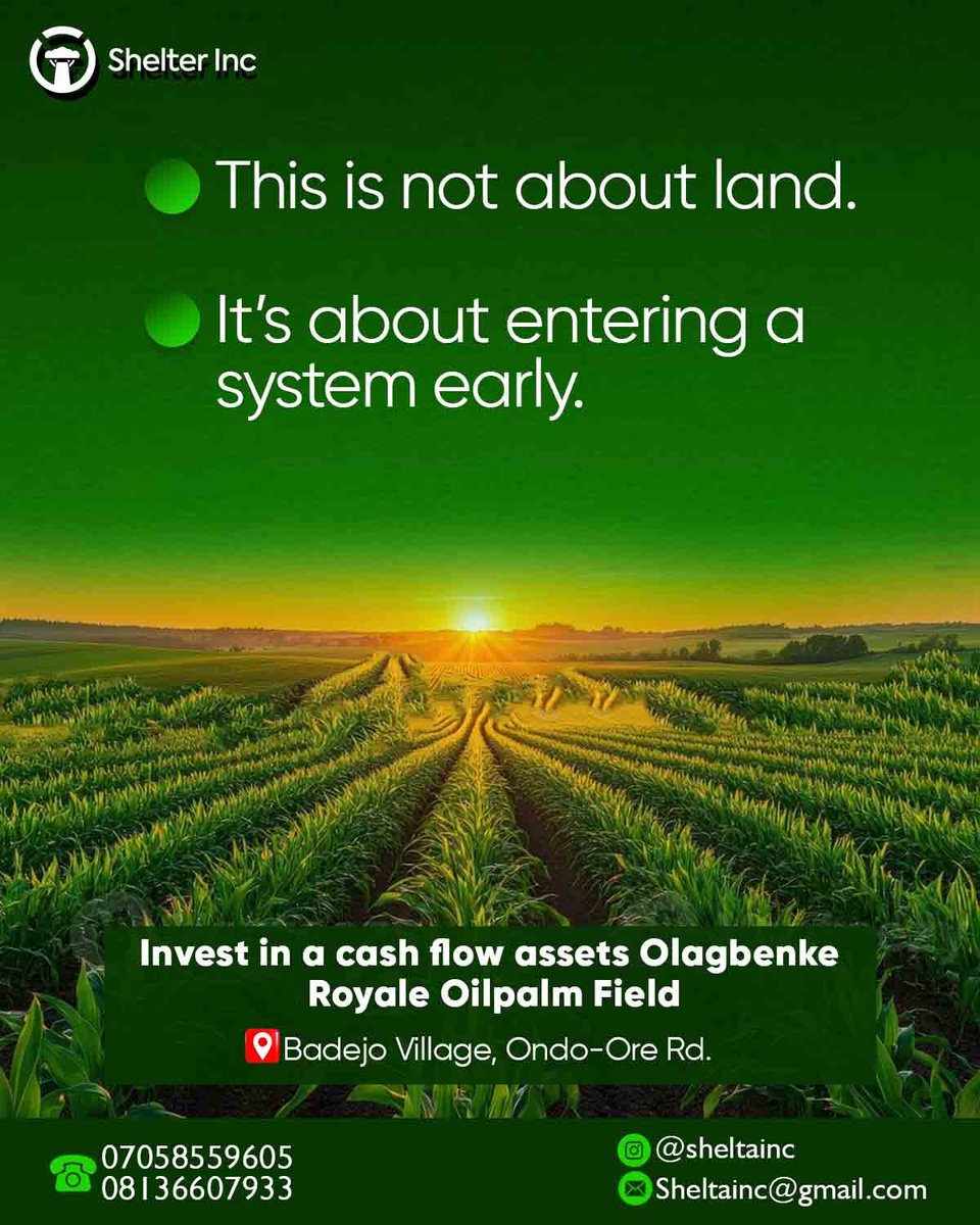 How old will you be in the next 40 years? What's your financial game plan for your retirement. if you don't have any: let's talk about Agro real estate investment
<a href="/TheDamiForeign/">DAMI FOREIGN🥶</a>