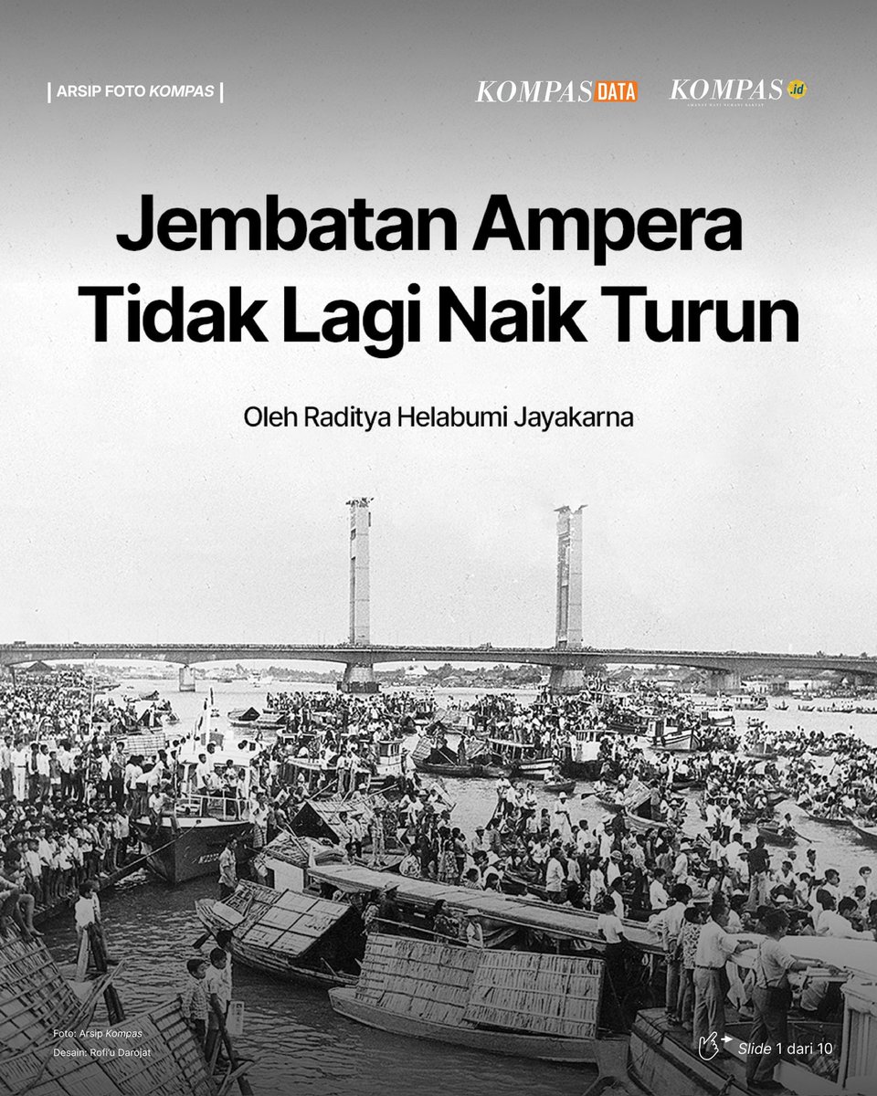 🟠 UTAS

Membentang di atas Sungai Musi, Jembatan Ampera sudah puluhan tahun menjadi ikon Kota Palembang, Sumatera Selatan.

#ArsipKompas #AdadiKompas