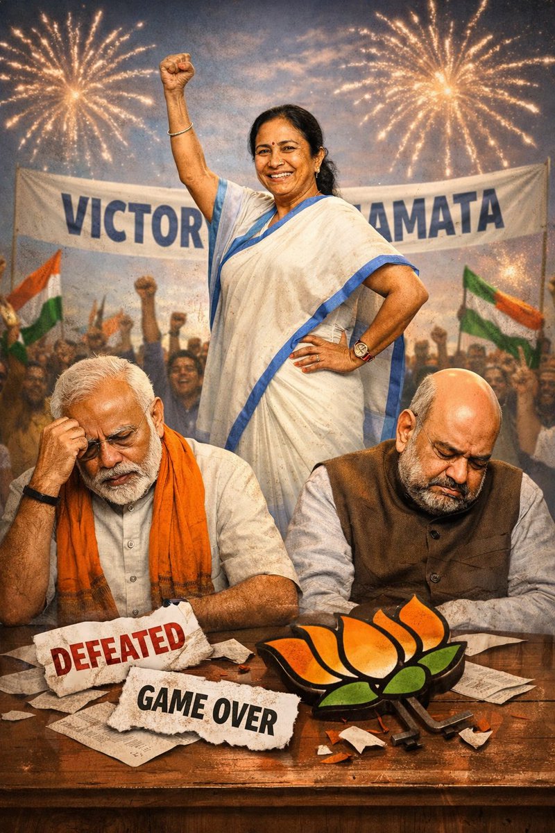 .<a href="/BJP4India/">BJP</a>’s agency politics has once again turned into a boomerang.
In 2026, their defeat is inevitable.

Remember, <a href="/AmitShah/">Amit Shah</a> — in Bengal, <a href="/MamataOfficial/">Mamata Banerjee</a> Didi stands with Maa–Mati–Manush.
You can’t scare Bengalis.
Bengalis never bow down.
#AbarJitbeBangla #MamataBanerjee