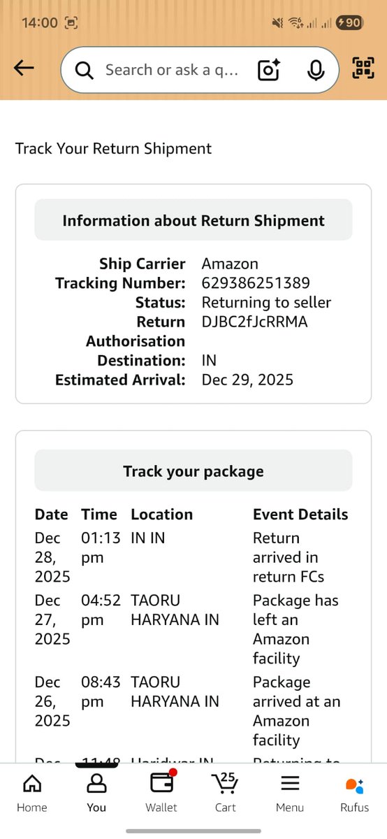 rgrathaur's tweet photo. Order #407-3173160-6983545: Wrong color jacket delivered Dec 17. Returned Dec 24 via your courier, now "lost" after 15+ days—no refund despite 13-day policy! Demand FULL ₹2259 refund. Screenshots attached. Fix it! @amazonIN @jagograhakjago https://t.co/XcMqF8myob
