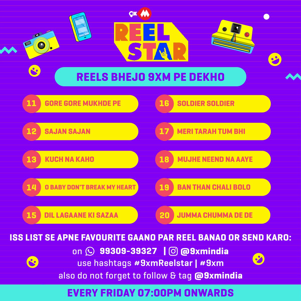 9xmHaqSe's tweet image. Yeh hai aapke iss hafte ke favorite 90's ke gaane, bhejo humein apne reels, aur paao mauka humare channel @9xmindia pe feature hone ka ❤️📺
.
Bhejiye apne reels 9930939327 is number pe and Use kijiye humara hashtag #9xmReelstar #9xm also don’t forget to tag and follow us❤
.
So