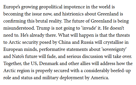 JohnRentoul's tweet image. Donald Trump is not going to invade Greenland, says Peter Mandelson spectator.com/article/europe…