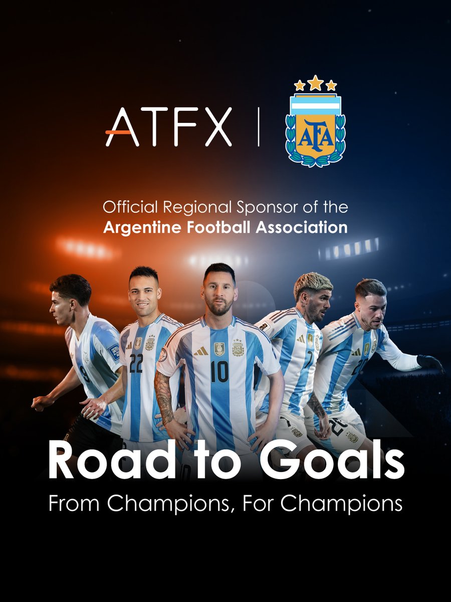 ATFXglobal's tweet photo. Exciting news! 🎉
ATFX is proud to announce our official partnership with the Argentine Football Association (@AFA) as the Regional Sponsor. 🇦🇷⚽

Inspired by AFA’s legacy of champions, ATFX empowers traders with advanced tools, market insights, and robust protection — supporting every move from preparation to execution, on every stage of the journey. 🔥

Road to Goals — From Champions, For Champions.

@AFASeleccionEN