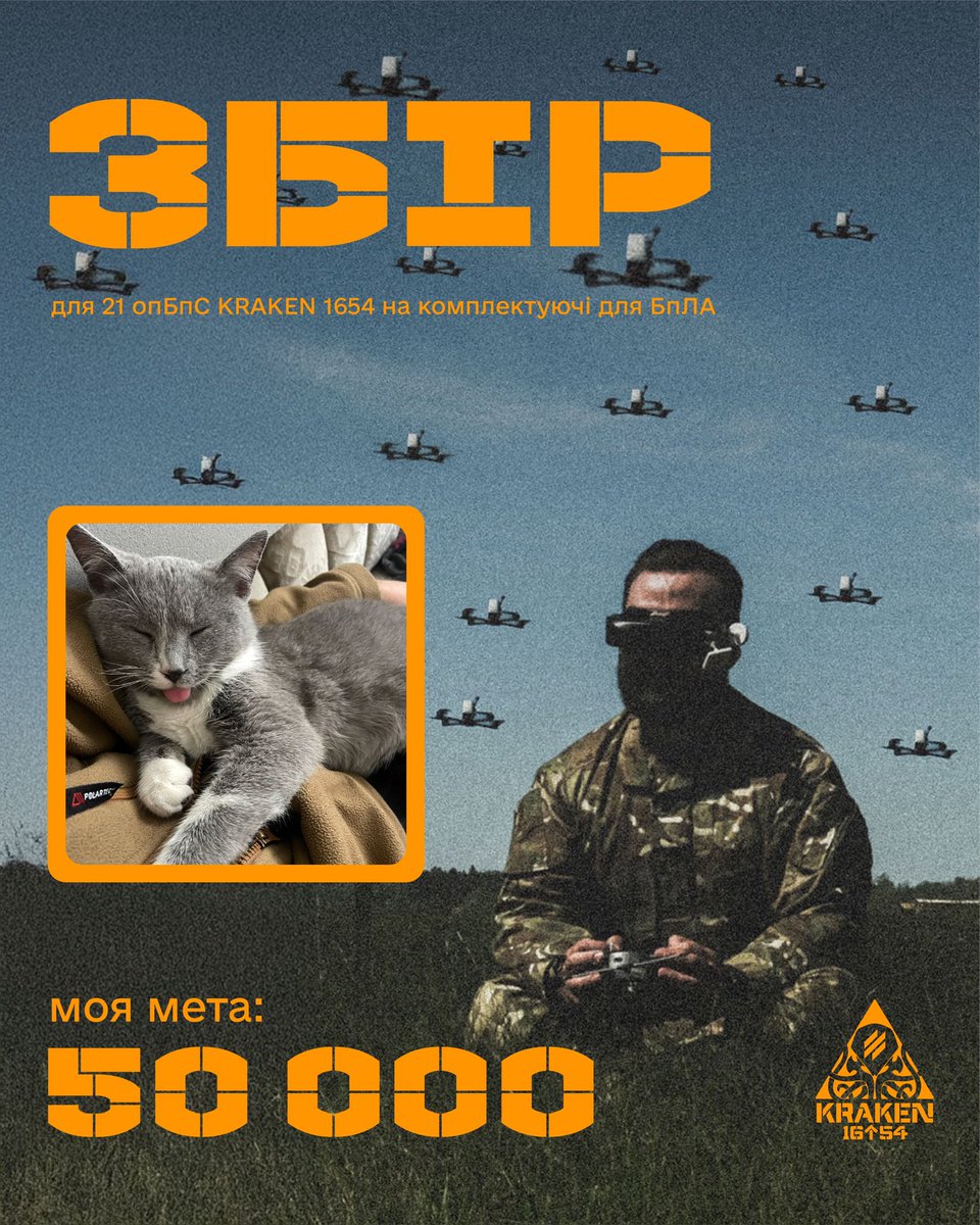 Yuliia26891394's tweet image. Прошу долучитись донатом і ретвітом до збору на комплектуючі для БПЛА 🙌
Бешкет теж просить, це його перший збір, привітайте малого🥹

send.monobank.ua/jar/8EAUZbN1B3