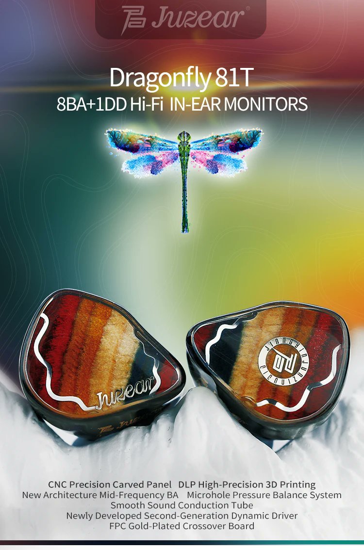 🔥【JUZEAR Dragonfly 81T】🔥 ✨1DD+8BA HiFiインイヤーモニター