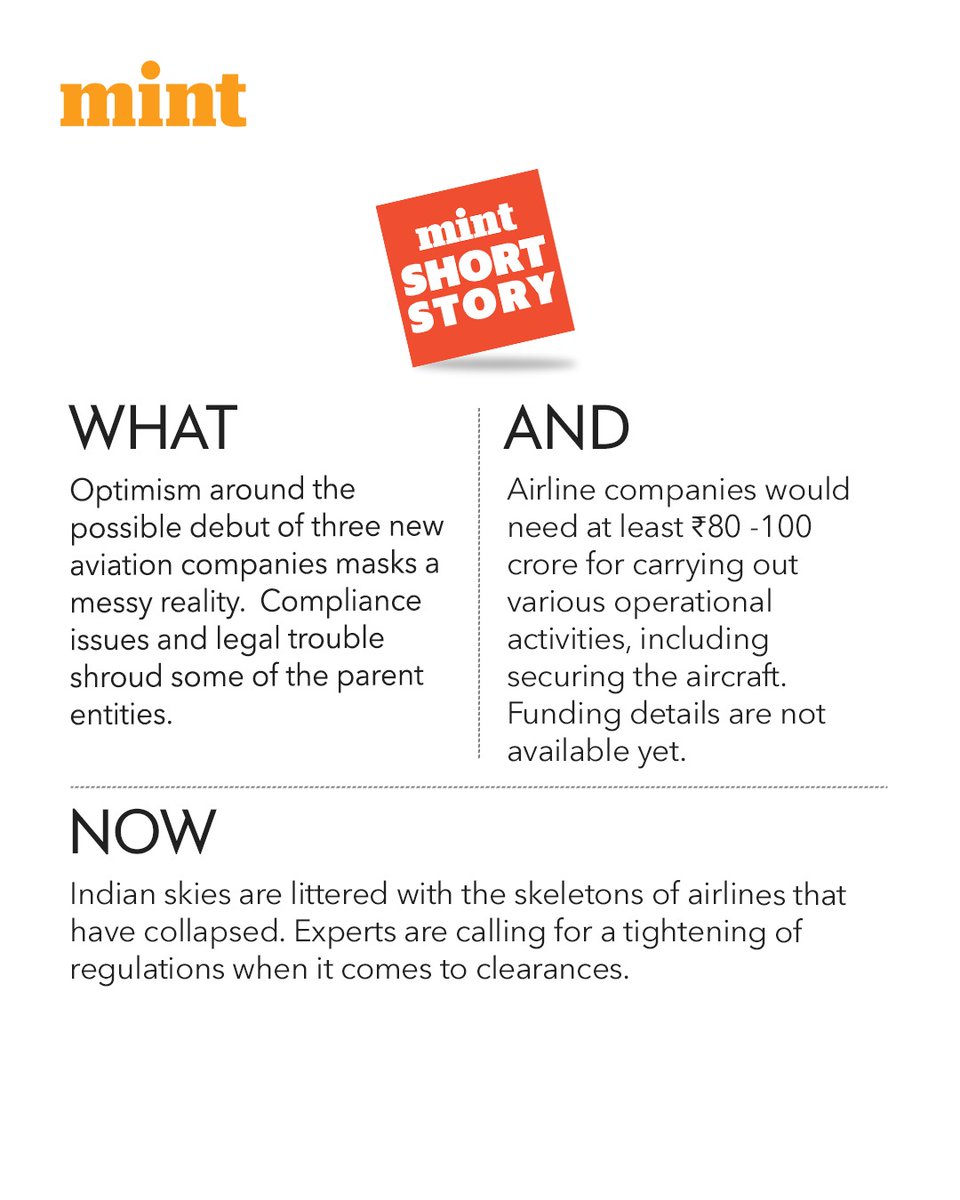 #MintLongStory | ABC Aviation and Training, Shankh Air and Alhind Air could be subjected to more scrutiny, going ahead.

Read more: livemint.com/industry/india…

Trust our hard work, subscribe to #MintPremium:   livemint.com/premium⚡️

(<a href="/DipaliBanka/">Dipali Banka (she/her)</a>, <a href="/abee_law/">abhishek law</a>, <a href="/varunstweets/">Varun Sood</a> report