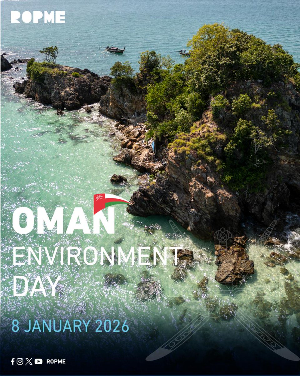 ROPME's tweet image. The Sultanate of Oman celebrates Omani Environment Day on January 8th, as part of a national approach aligned with Oman Vision 2035, and which reinforces regional cooperation goals for marine environment protection within the ROPME framework. 

The Sultanate of Oman has achieved…