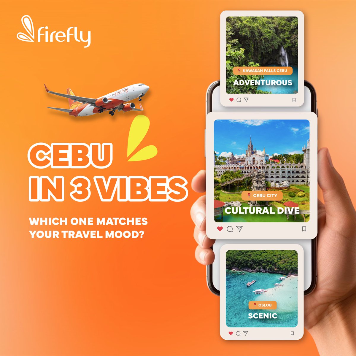 FireflyAirlines's tweet photo. From cliff jumping thrills to cultural dives and scenic moments in Oslob, Cebu offers the perfect mix of adventure and discovery. Which experience is calling your name?
Whichever it is, start by booking your flight at https://t.co/mmiHlAx4d2 ✈️
#FireflyAirlines #FlyFirefly #FlySmarterWithFirefly #Cebu #Philippines
