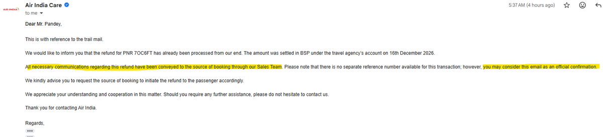 PAndeYGSIR's tweet photo. Over a month delayed despite Air India payment to you on 16 Dec. @makemytrip – stop withholding passenger funds post IndiGo cascade cancellation. Credit full refund today or face escalated consumer forum interest/costs! @DGCA_India @MoCA_GoI #PassengerRights https://t.co/bCwKLuExxe