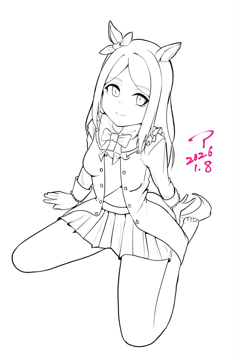 メジロマックイーンです。ちょっと暫く線画だけでいきます。