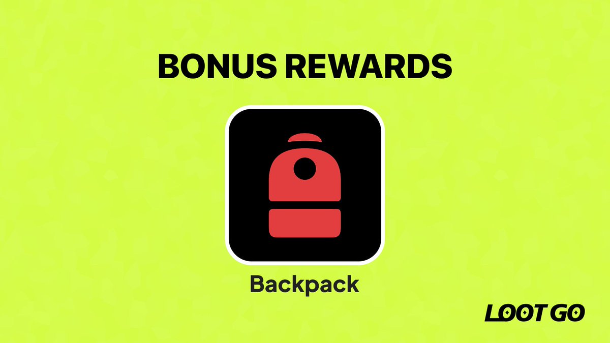 LootGO 🤝 Backpack 🎒

We're rolling out bonus rewards for users who sign up to <a href="/Backpack/">Backpack 🎒</a> exchange through LootGO 🎁

Earn up to 1,000 raffle tickets 👀

Extra bonuses for active users.

Details inside the LootGO app 🧭

backpack.exchange/join/lootgo