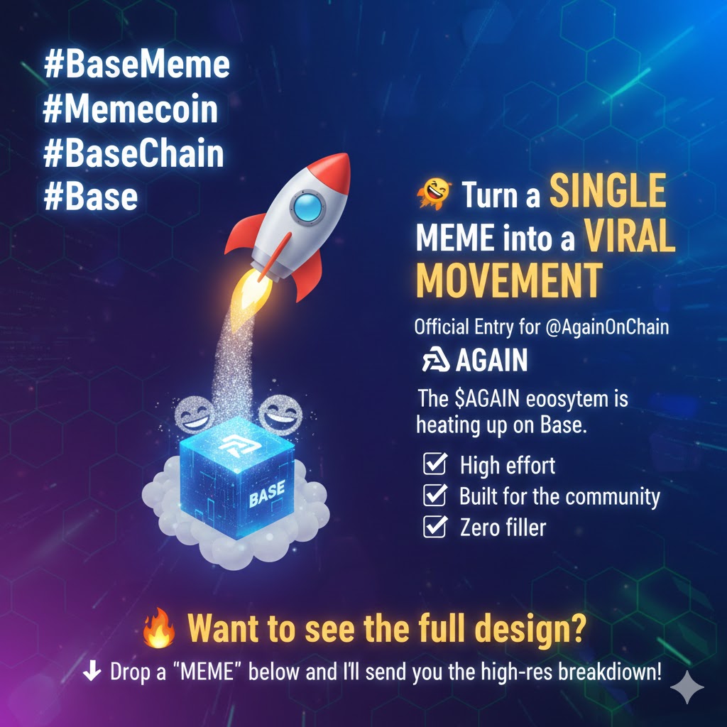 BaseMeme #Memecoin #BaseChain #Base 🚀 You can turn a single meme into a  viral movement. I just built my official entry for @AgainOnChain. The  $AGAIN ecosystem is heating up on Base. ✓