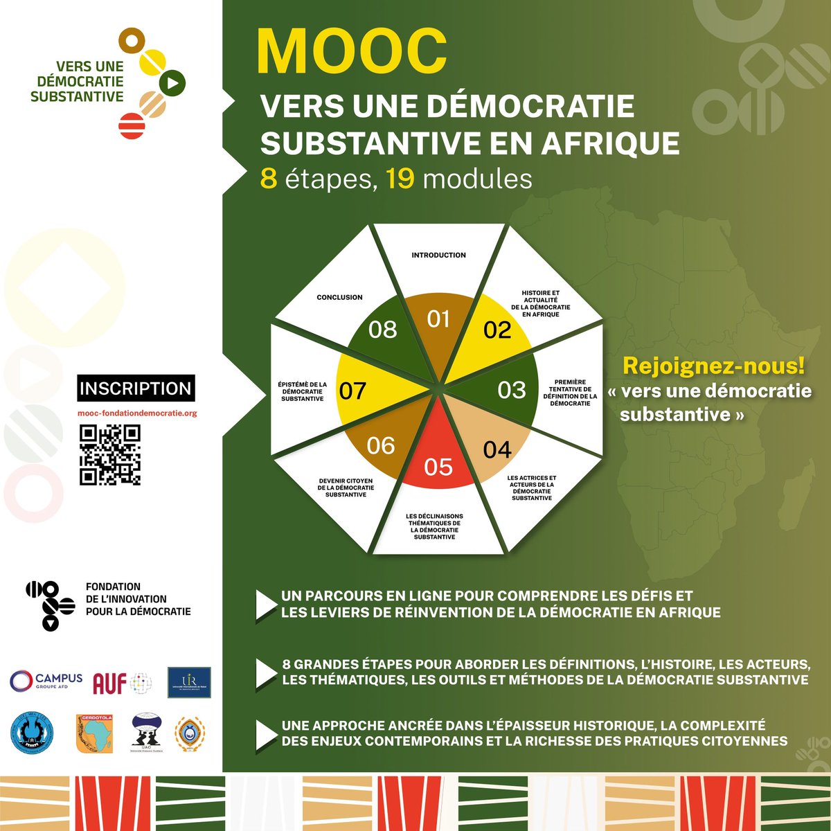 Le MOOC « Vers une démocratie substantive en Afrique » séduit au-delà du continent. Formation gratuite pour repenser la démocratie à partir des réalités africaines. Début 15 janv. 2026. Inscriptions ouvertes
👉🏽mooc-fondationdemocratie.org

#MOOC #DémocratieSubstantive #Afrique