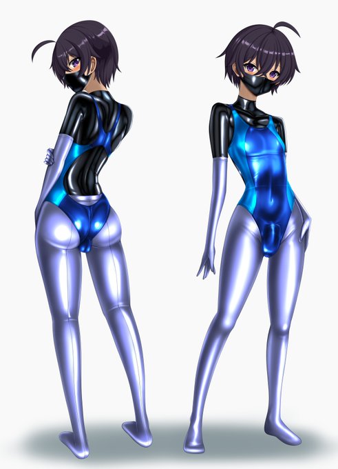 ぴっちり競泳水着水着の男の娘!