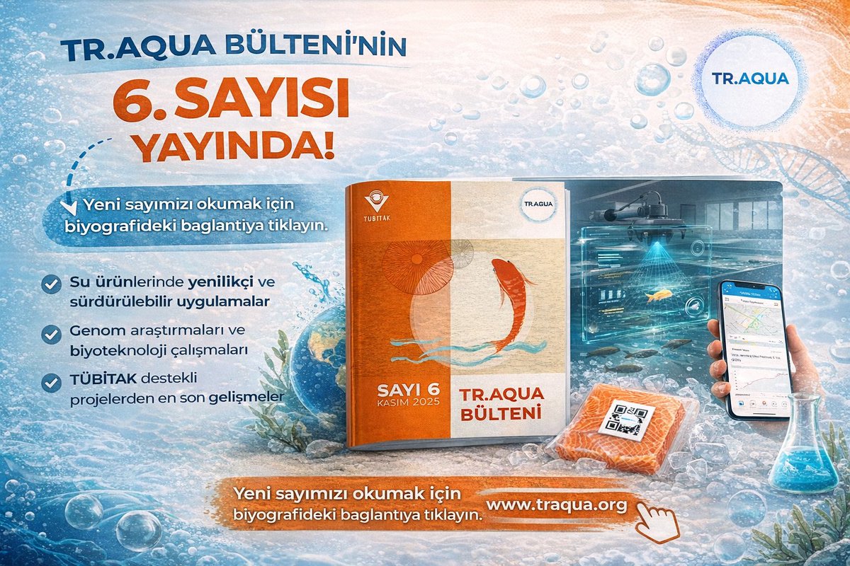 proje_traqua's tweet photo. TR.AQUA Bülteni’nin 6. Sayısı Yayında! 
Yenilikçi tanı teknolojilerinden mavi ekonominin geleceğine, gıda güvenliğini güçlendiren akıllı etiket uygulamalarından, sucul ekosistemlerde mikroplastiklerin oluşturduğu riskler gibi güncel gelişmeler için 👉 https://t.co/OPq8Y3lDjL https://t.co/B4zL7b7QqY