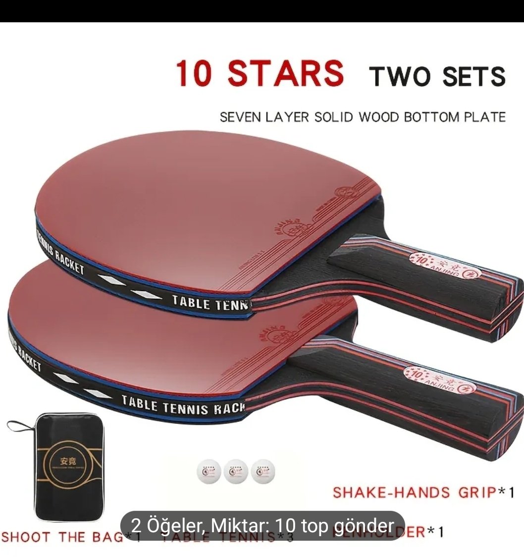 Temu'dan birkaç ay evvel şu raketten aldık, 2 adet raket ve 3 adet maç topu çıktı ÇANTADAN. Çanta da var yani. 800-900 TL civarı, Türkiye'de saçma sapan raketleri 3-4 bin TL'ye, 3 maç topunu da  en az 300 TL'ye satıyorlar. Halk düşmanı olmayın bu kadar!