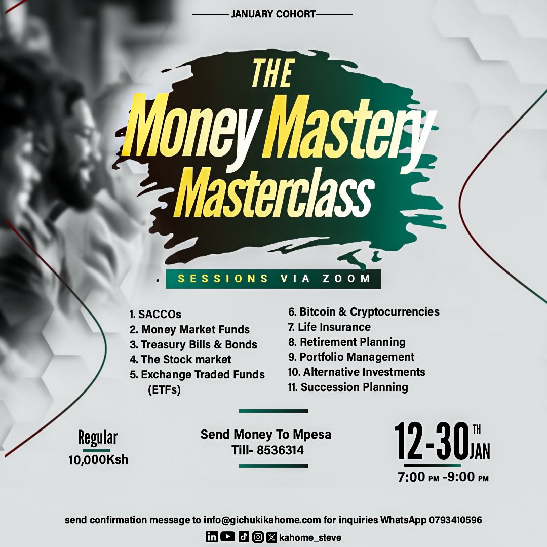 Registration for the Jan cohort of our money mastery masterclass closes  this weekend. This is the perfect way to start the year & get to achieve  your financial goals by learning how