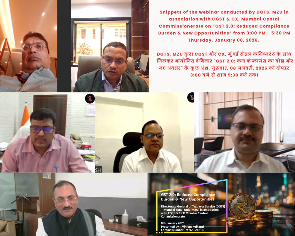 DGTS, MZU in association with CGST &amp; CX, Mumbai Cental Commissionerate organised a webinar on ”GST 2.0: Reduced Compliance Burden &amp; New Opportunities” on 08.01.2026.