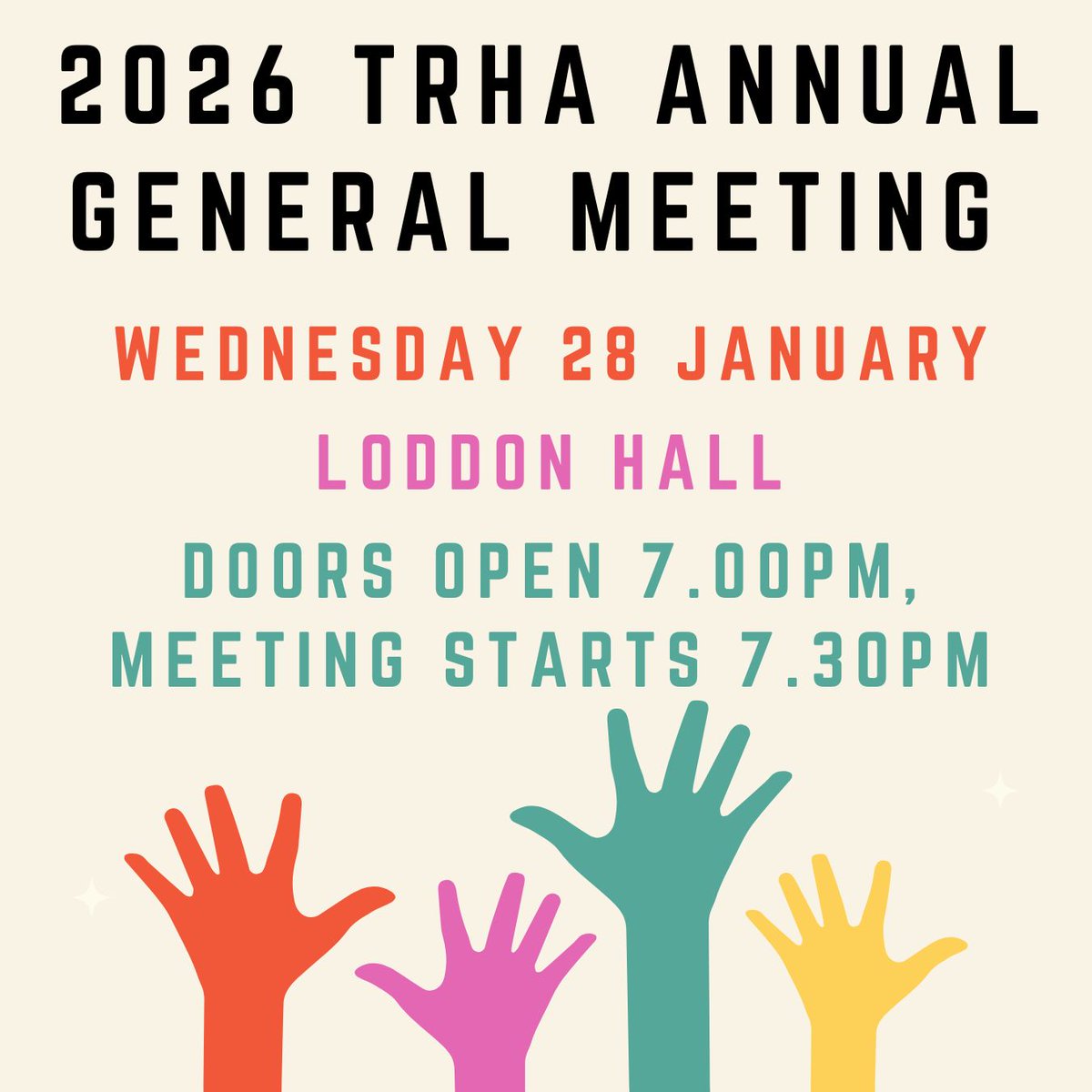 Our Annual General Meeting is an important date in our calendar, and we need our members there. Join us on Wednesday, January 28th (7:30 PM at Loddon Hall) to help shape the direction of our association.

📍 Loddon Hall 📅 Wednesday, January 28th ⏰ 7:30 PM
