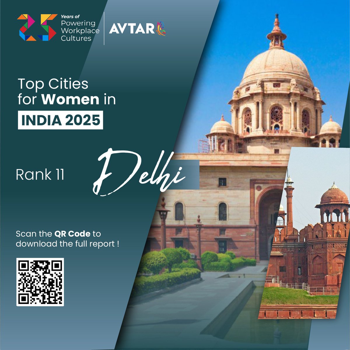 avtarcc's tweet image. Unveiling the cities ranked 11th to 13th in TCWI 2025.

Tiruchirappalli | Kochi | Delhi |

Download Report Here: avtarinc.com/tcwi/

@CMOTamilnadu @CMOKerala @CMODelhi 

#TCWI2025 #TopCitiesforWomeninIndia #ReportLaunch #InclusiveCities #WomenInTheWorkforce
#SafeCities