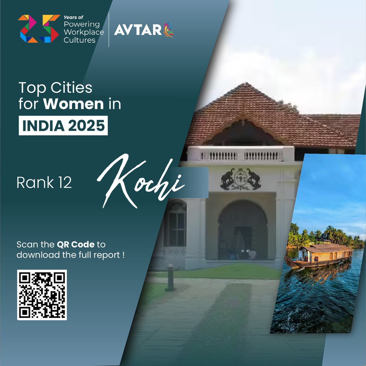 avtarcc's tweet image. Unveiling the cities ranked 11th to 13th in TCWI 2025.

Tiruchirappalli | Kochi | Delhi |

Download Report Here: avtarinc.com/tcwi/

@CMOTamilnadu @CMOKerala @CMODelhi 

#TCWI2025 #TopCitiesforWomeninIndia #ReportLaunch #InclusiveCities #WomenInTheWorkforce
#SafeCities
