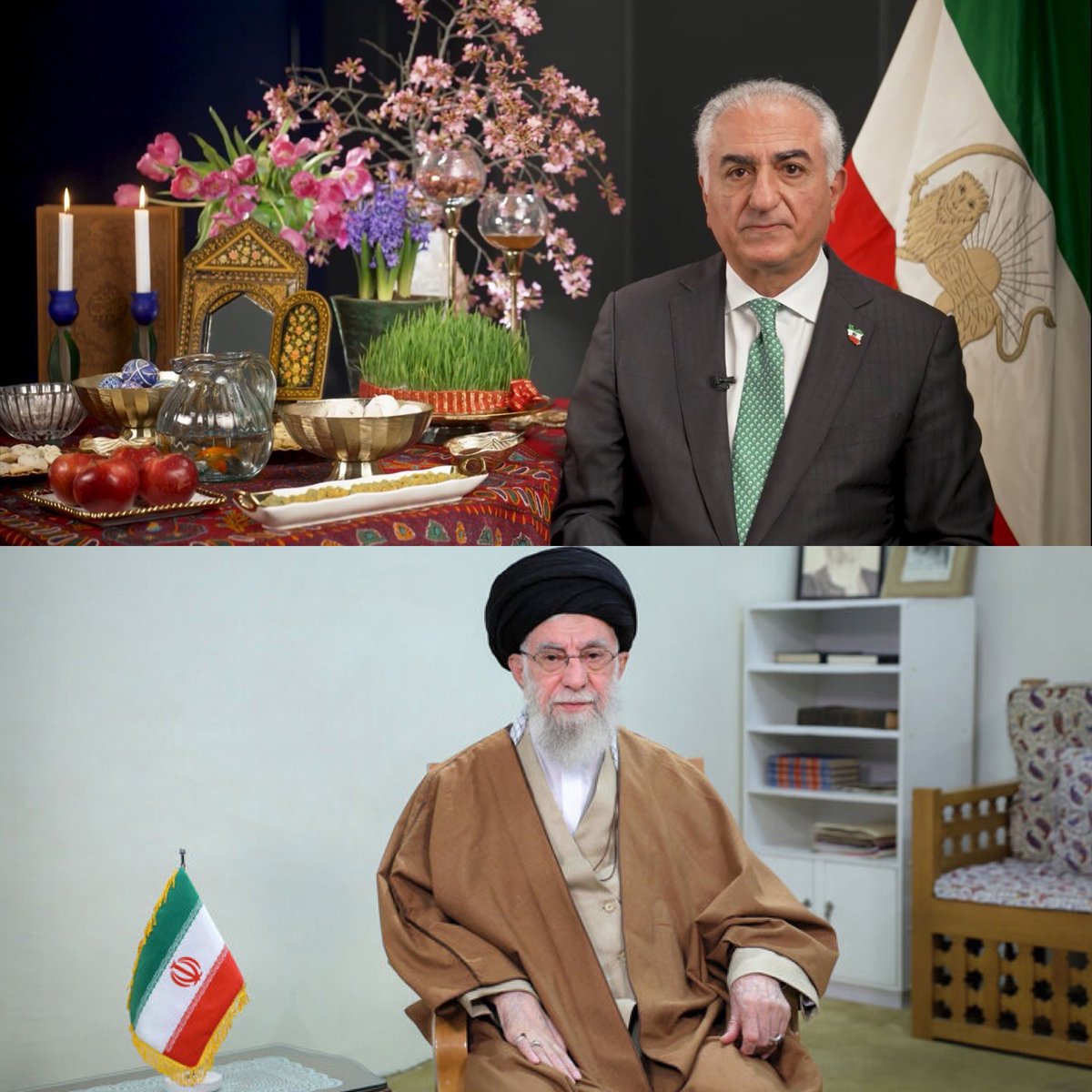 mamalism123's tweet photo. پیام نوروزی پادشاه ایران 👆🏼
پیام نوروزی دشمن ایران 👇🏼
امسال قراره بالایی از تلویزیون ملی پخش شه https://t.co/Ip3MLTbjWk