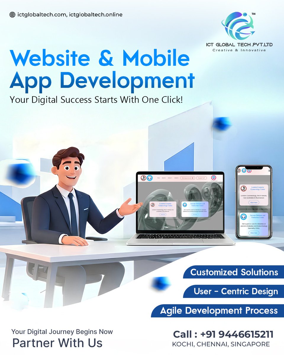Your digital success starts with the right technology.📷📷
We build high-performance websites and mobile apps tailored to your business needs.

 +91 9446615211
 Kochi | Chennai | Singapore
#WebDevelopment #AppDevelopment #MobileAppDevelopment #WebsiteDesign #DigitalSolutions