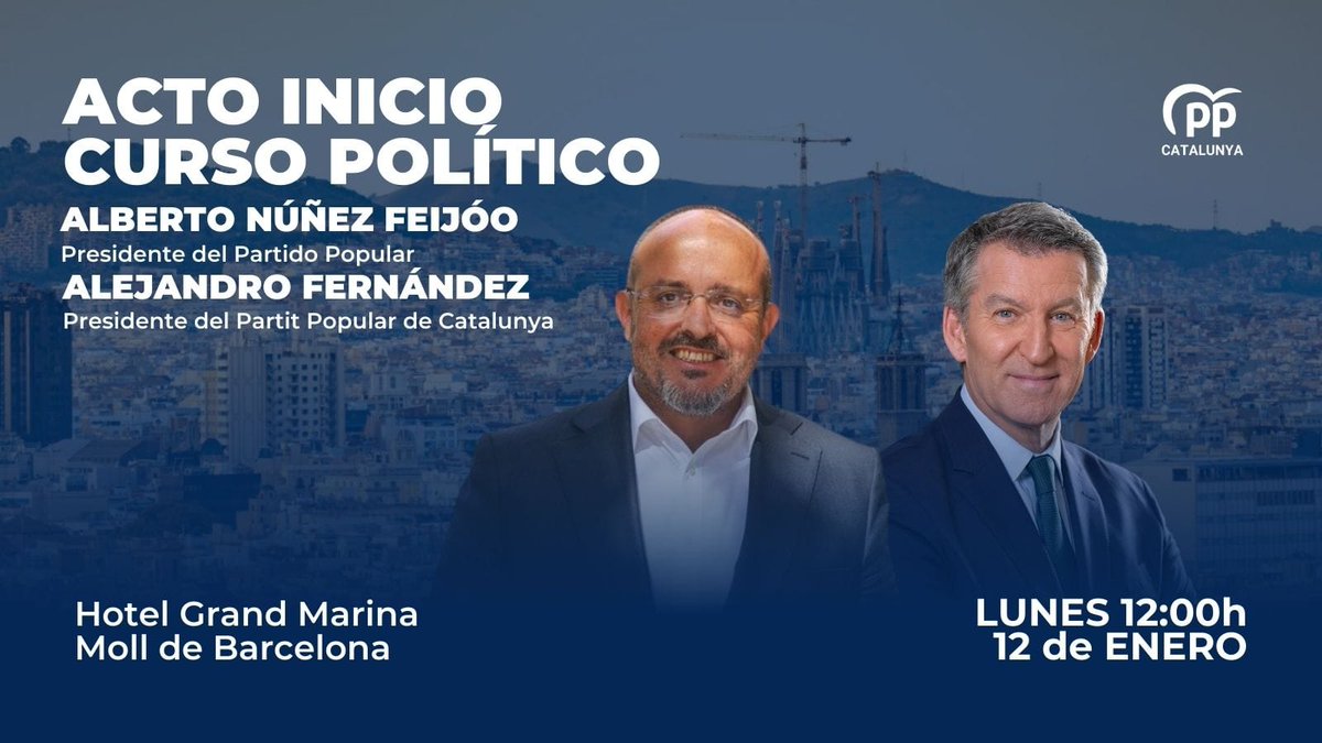 alejandroTGN's tweet image. Os esperamos a todos en la apertura del curso político en Barcelona con @NunezFeijoo .