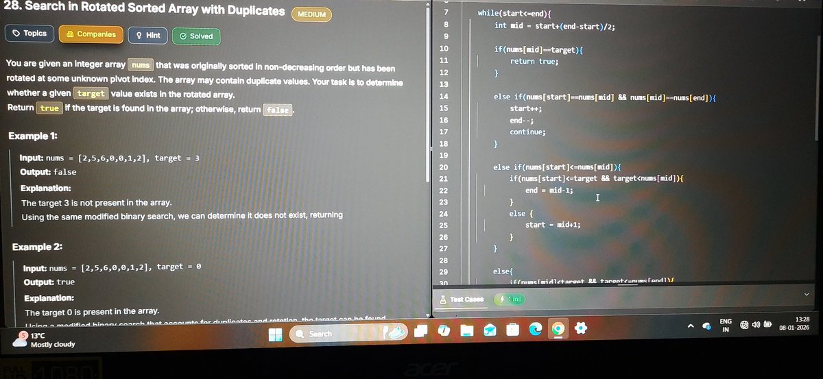 ____kittykat_'s tweet photo. 1. Remove duplicates from sorted array
2. Two sum ll
3. Search in a rotated sorted array with duplicates 
4. Find the fine
Today I have done these 4 easy and medium questions of DSA https://t.co/9MtbTObsft
