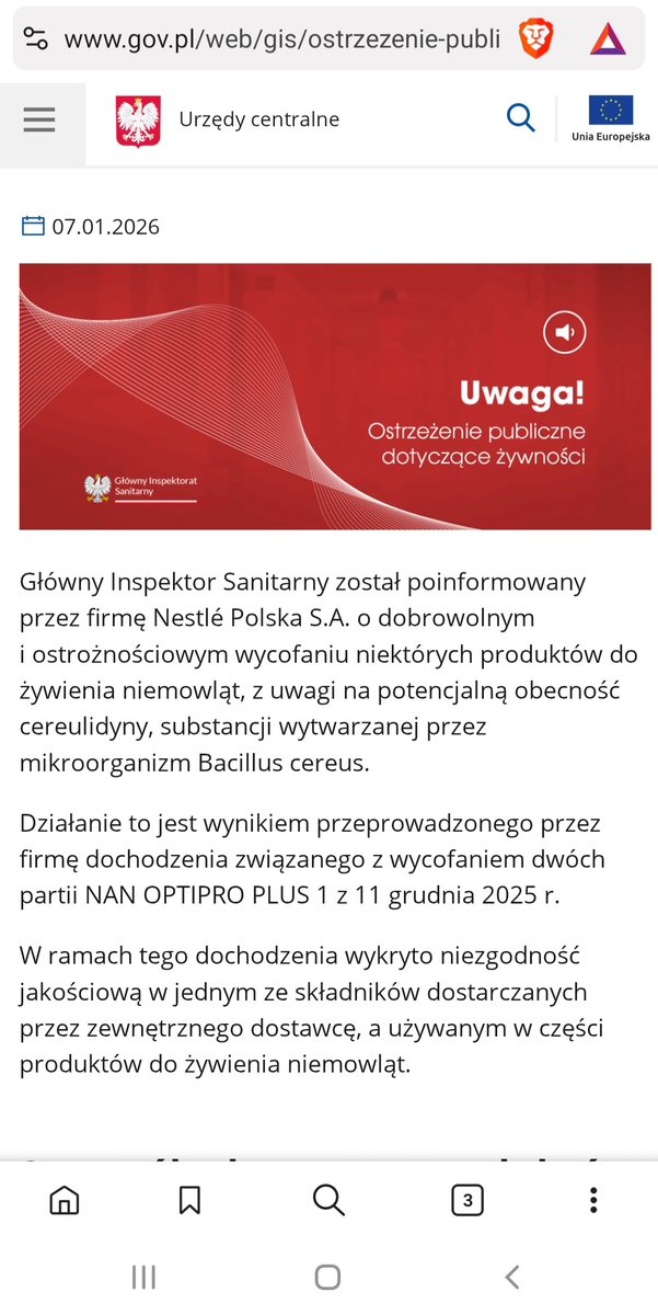 alchemiczka73's tweet photo. UWAGA ☣️
❌️ŃESTLE  dobrowolnie wycofuje mleko w proszku NAN -różne rodzaje.
Jest podejrzenie, że zawiera ono toksynę bakteryjną. 

Pamiętacie jak atakowano profesor Cichosz po wywiadzie u @BogRymanowski ?
Przypomniała wtedy o wcześniejszych aferach z innym zagranicznym mlekiem dla niemowlaków. 
Za to polski producent mleka Smilk, jest ścigany i niszczony, za to, że śmiał zaistnieć. 

Poniżej komunikat do aptek i sklepów.

https://t.co/a49XXc8Aaz