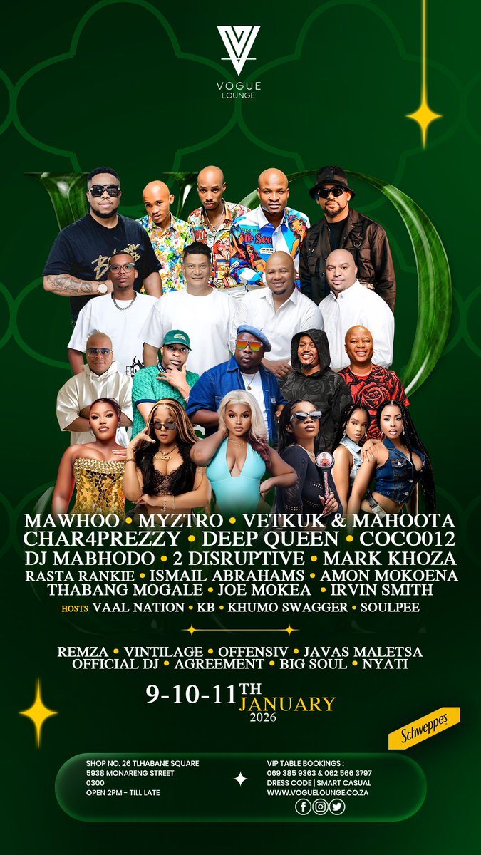 Vogue Lounge 
Weekend Guide 
Tlhabane Square
Rustenburg