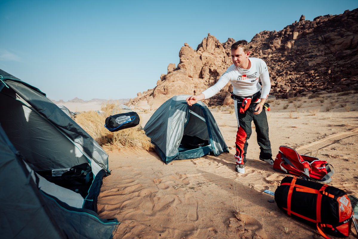 After a brutal day, drivers and navigators regrouped in a spartan bivouac — sharing tents, thin mattresses and military rations before facing another Dakar dawn. #BackTGRSA #TGRSADakar2026 #ItsNotABakkieItsAHilux
