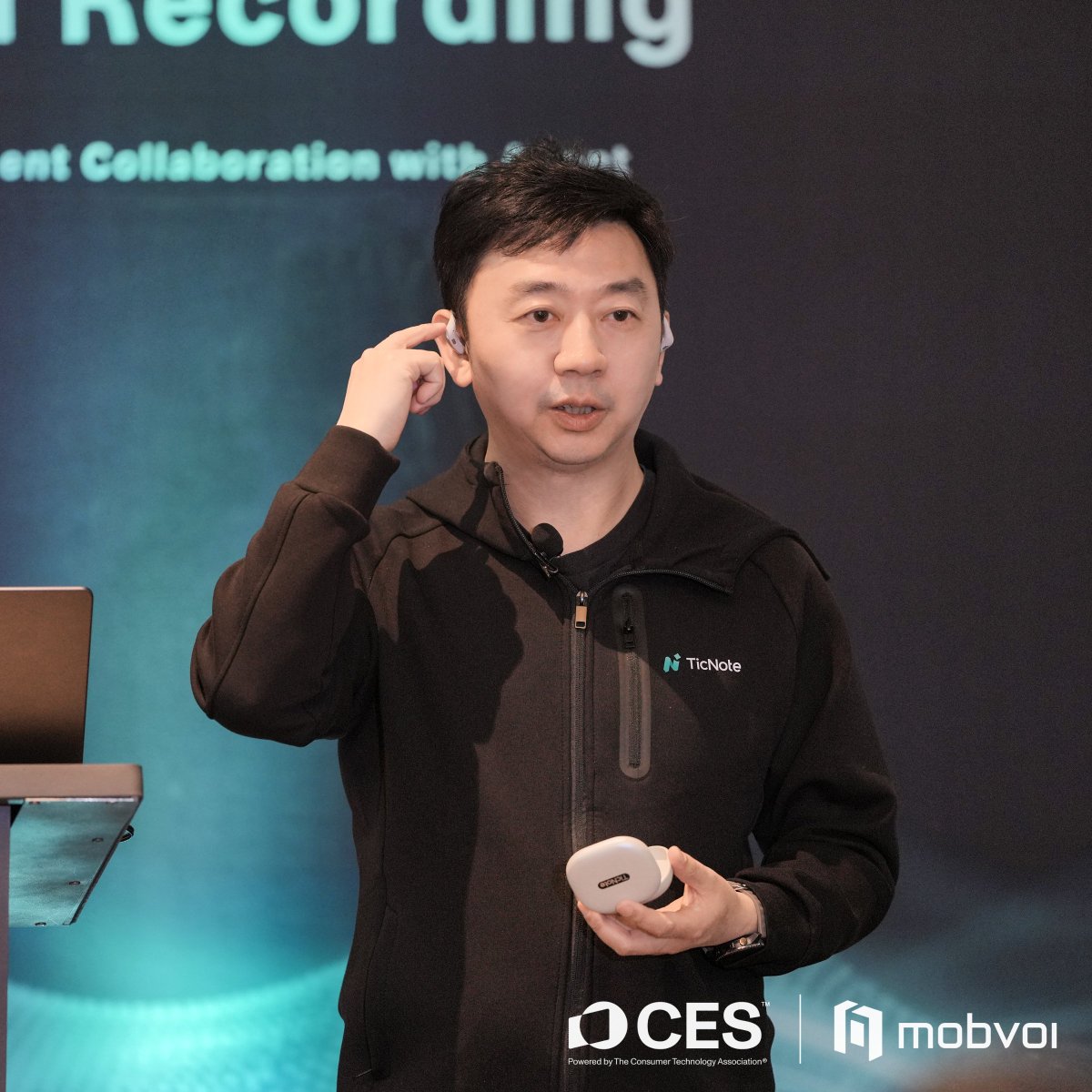 Mobvoi_Official's tweet photo. We unveiled TicNote Pods today at CES.

At our launch event, we introduced AI-native document collaboration with agents. Meetings become structured, searchable documents teams can work with together.

Thank you to everyone who joined us at CES. https://t.co/wZW31UKrN2