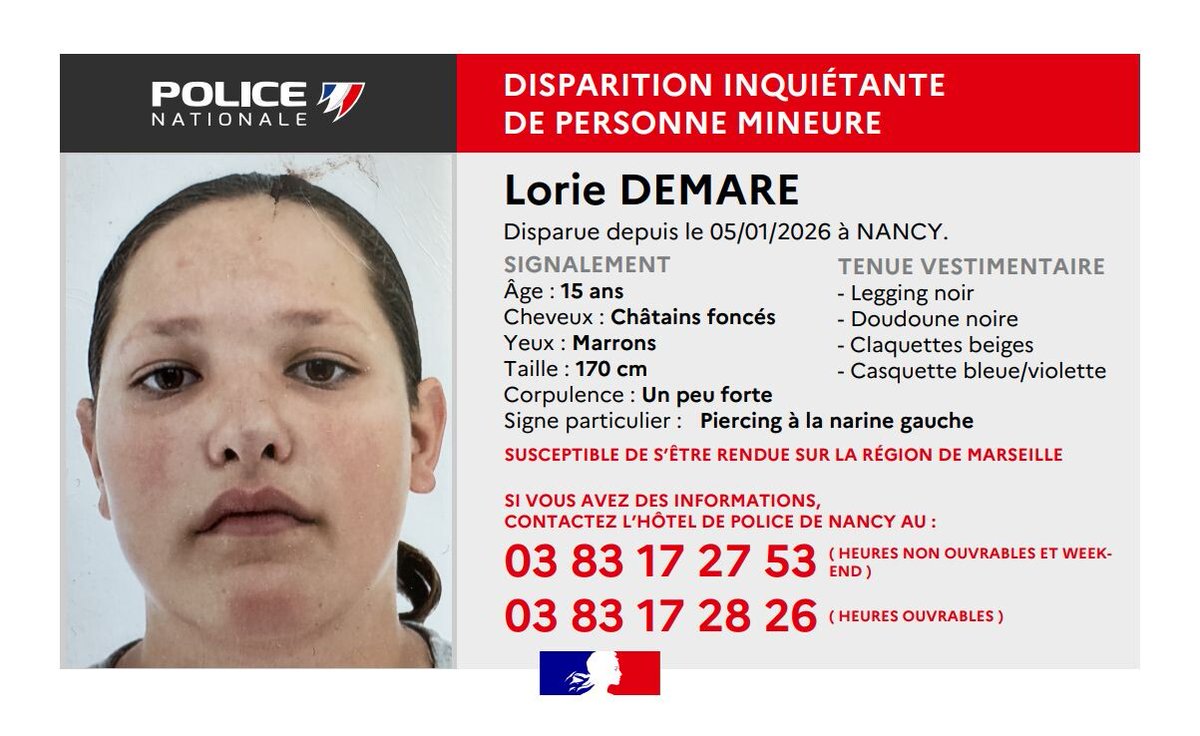 Partie dormir chez une amie, une adolescente de 15 ans disparaît à Nancy, un appel à témoins lancé
➡️ l.leparisien.fr/ag41
