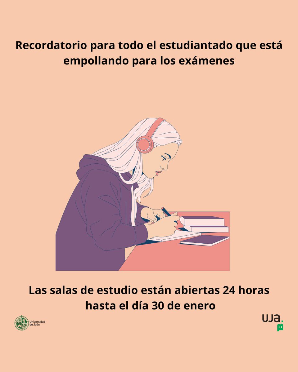 bujatuit's tweet photo. Buenos días y muy feliz Año Nuevo. Como sabemos que ya estáis estudiando mucho, os recordamos que las salas de estudio están abiertas 24 horas hasta el 30 de enero.
¡Muchísima suerte con vuestros exámenes! https://t.co/pLeLuZiyrf