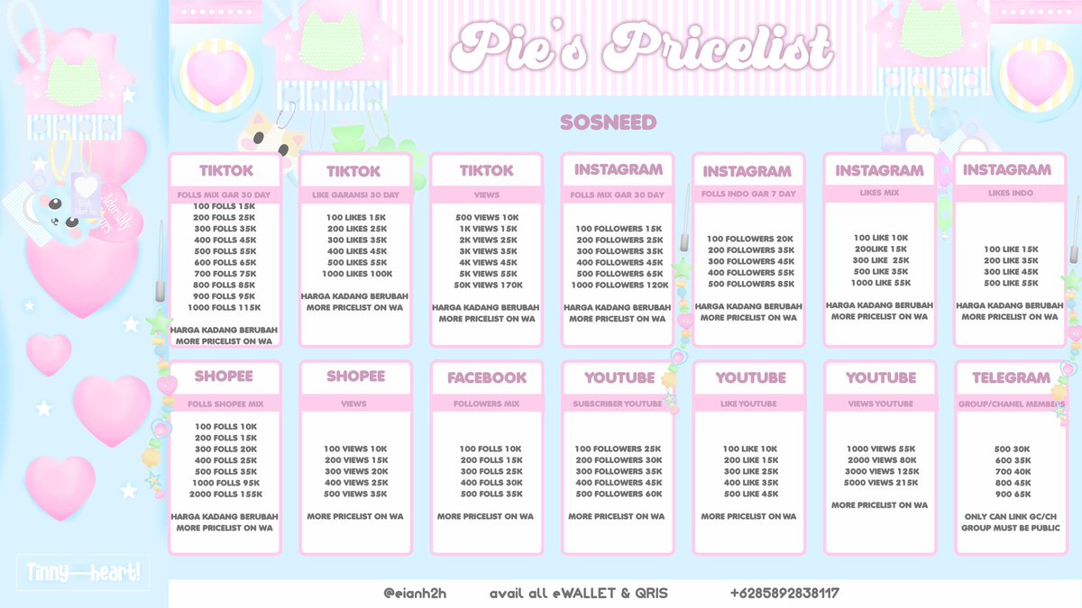 tkipis's tweet image. 👧🏻🍄 ハーツ。pie'store open orders! app prem, robux, nokos, sosneed, cv &amp;amp; more ╭╯🌟🐟 𖠗

𖦹˖°  harian — tahunan
𖦹˖°  qris / e-wallet
𖦹˖°  fast respon, proses &amp;amp; full garansi
𖦹˖°  testi ; tiny.cc/testipunyapie

 ⊹ ﹏ order here : wa.me/6285892838117 🧸  . .  ルメ。%