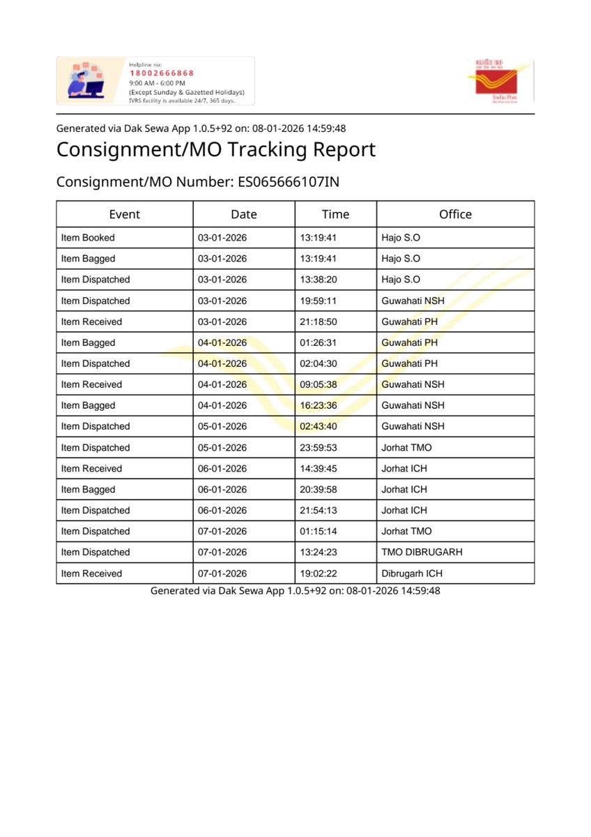 TheInjamulHaque's tweet photo. @IndiaPostOffice Requesting your kind intervention for priority delivery of my article. The consignment is time-sensitive. Tracking No: ES065666107IN. Please assist at the earliest. https://t.co/IKmykSYsZS