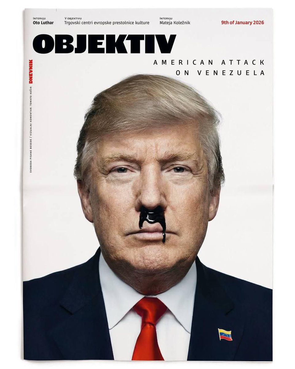 🇸🇮🇺🇸 Slovenian magazine "Objektiv" publishes a photo of Trump resembling Adolf Hitler — a moustache made of oil