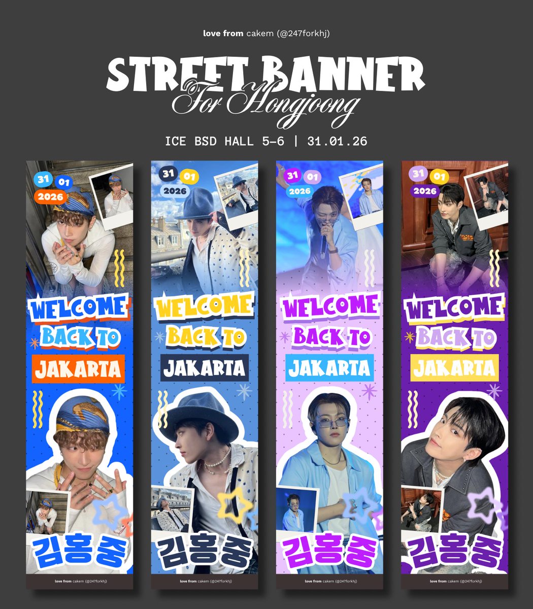 247forkhj's tweet image. °❀⋆.ೃ࿔*:･𝙅𝙖𝙠𝙖𝙧𝙩𝙖 𝙬𝙚𝙡𝙘𝙤𝙢𝙚𝙨 𝙮𝙤𝙪 𝙗𝙖𝙘𝙠! ⋆ ˚｡⋆୨୧˚

Street Banner Support for HONGJOONG
ATEEZ ‘In Your Fantasy’ in Jakarta

⤷ ゛ICE BSD Hall 5-6; January 31, 2026  ˎˊ˗

Jakarta has always been waiting for you. Welcome back, Captain ⋆˚࿔

#KHJBackToJKT