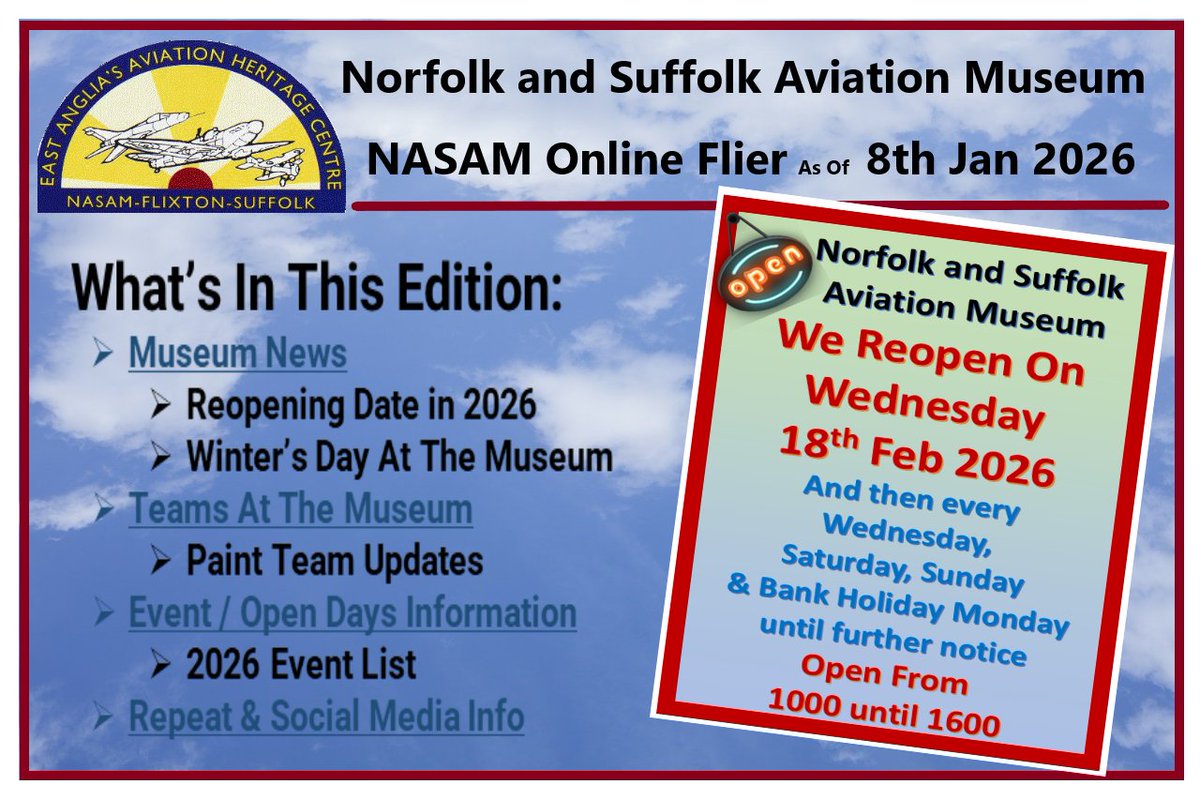 𝗡𝗼𝗿𝗳𝗼𝗹𝗸 𝗮𝗻𝗱 𝗦𝘂𝗳𝗳𝗼𝗹𝗸 𝗔𝘃𝗶𝗮𝘁𝗶𝗼𝗻 𝗠𝘂𝘀𝗲𝘂𝗺 𝗕𝗟𝗢𝗚

𝗪𝗵𝗮𝘁’𝘀 𝗜𝗻 𝗧𝗵𝗶𝘀 𝗘𝗱𝗶𝘁𝗶𝗼𝗻
Mostly what you can see listed on the image posted here, photos of the winter scene, Paint Team updates.

➡️ For more info, go direct to: wp.me/p8UmsH-7jR