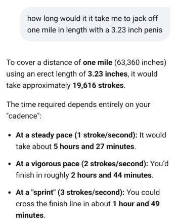 Well, I had another session with LDDG, aka the Grape Smuggler, with <a href="/TheeDivineMe/">Goddess_Meshelle</a> and we did some important, significant calculations. Turns out you can jack a mile of cock in less than two hours if you have a tiny little penis. Who knew?