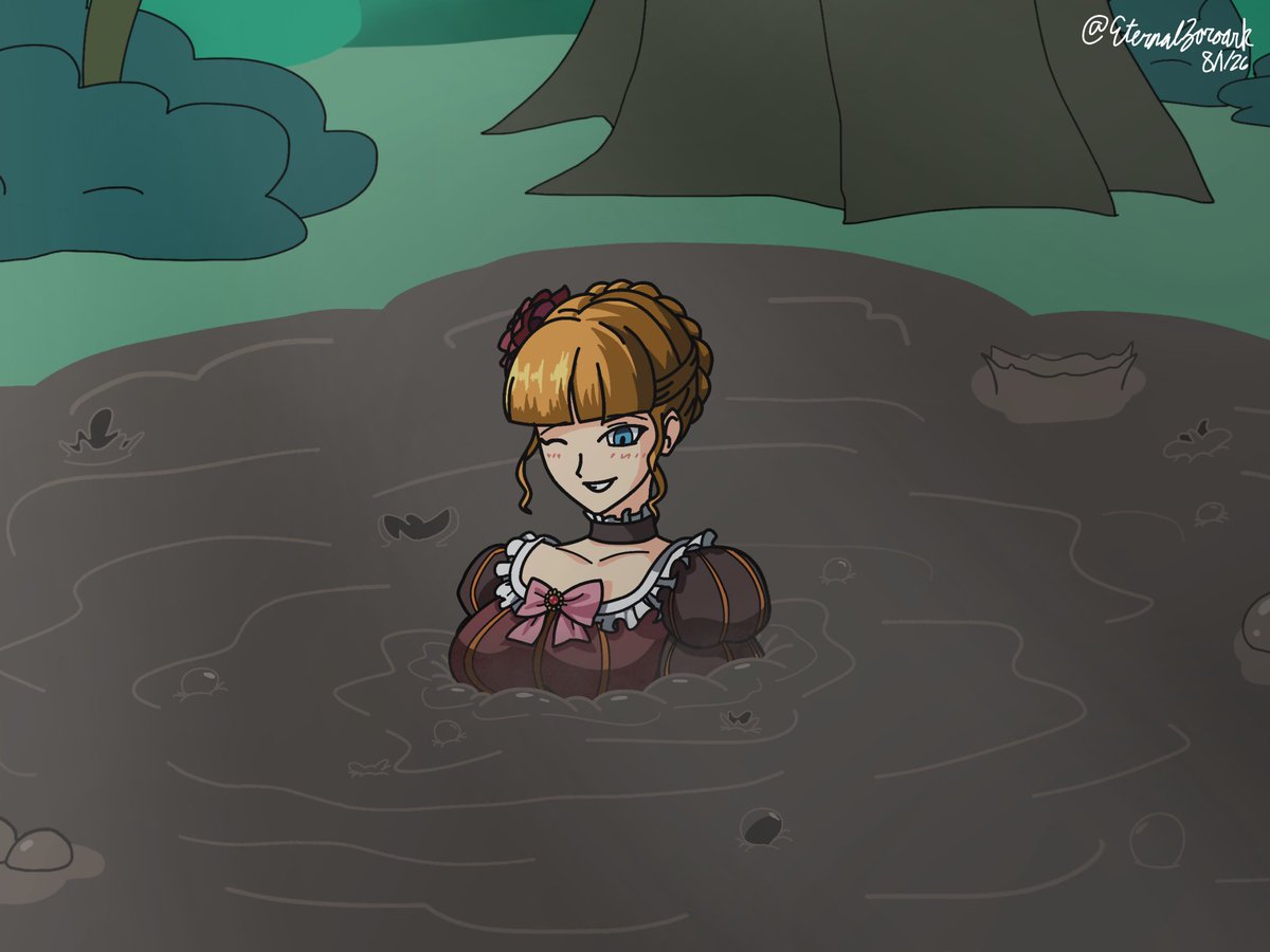 I had to draw her.

Anyways Beatrice here got stuck, and the quicksand is not letting go. Not that she minds.