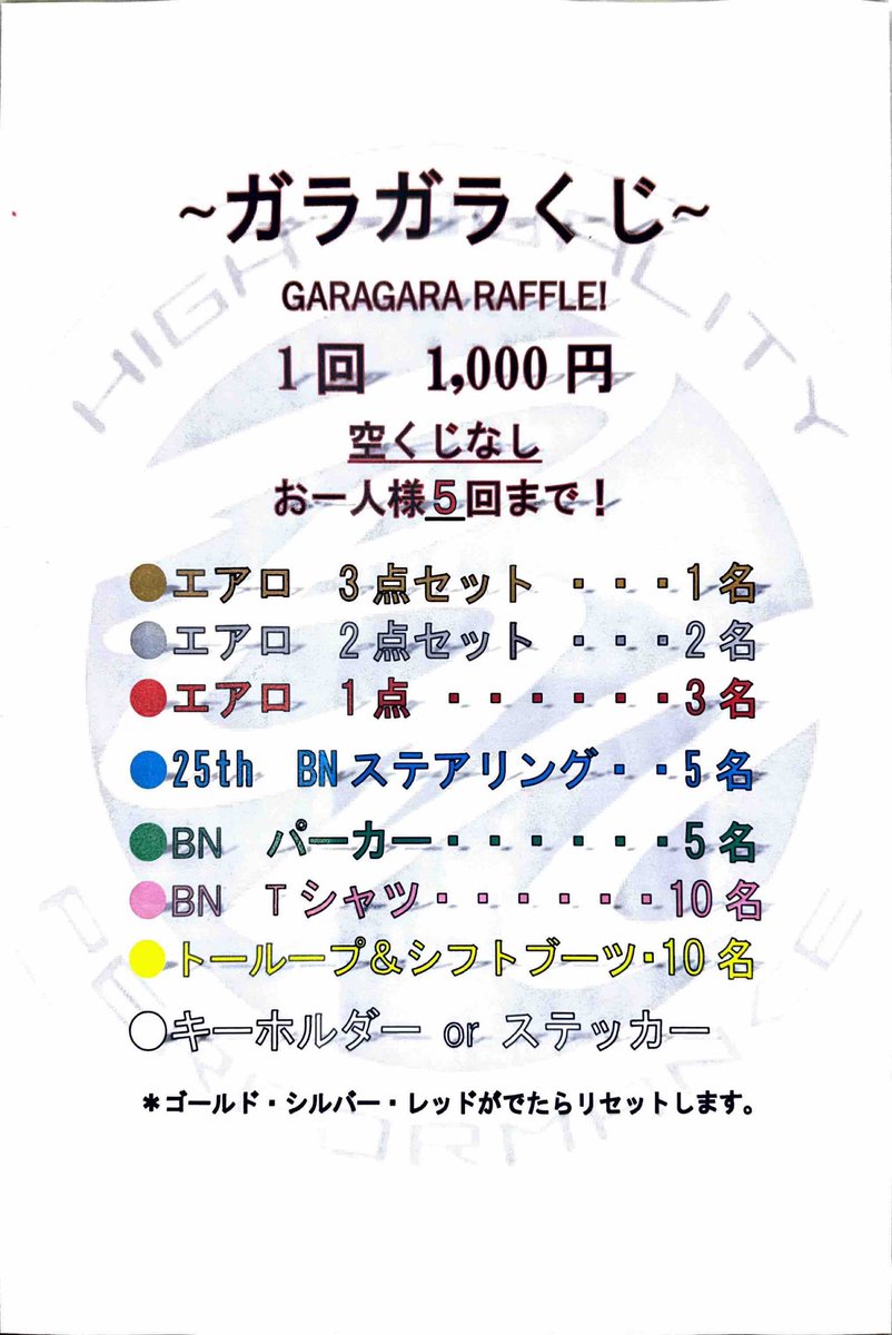 今年もガラポンやります！ 今年は引ける回数が3回から5回になりました