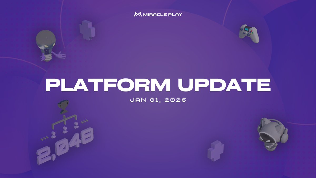 miracleplaygg's tweet photo. 📢 Platform Update Notice — January 8
✔️ Completed Updates
• Tournament max capacity increased to 2,048 players
• Bug Fixes: Minor issues resolved and features improved
🔜 Upcoming Updates
• Shop: X2 Booster Pass
#MiraclePlay #PlatformUpdate