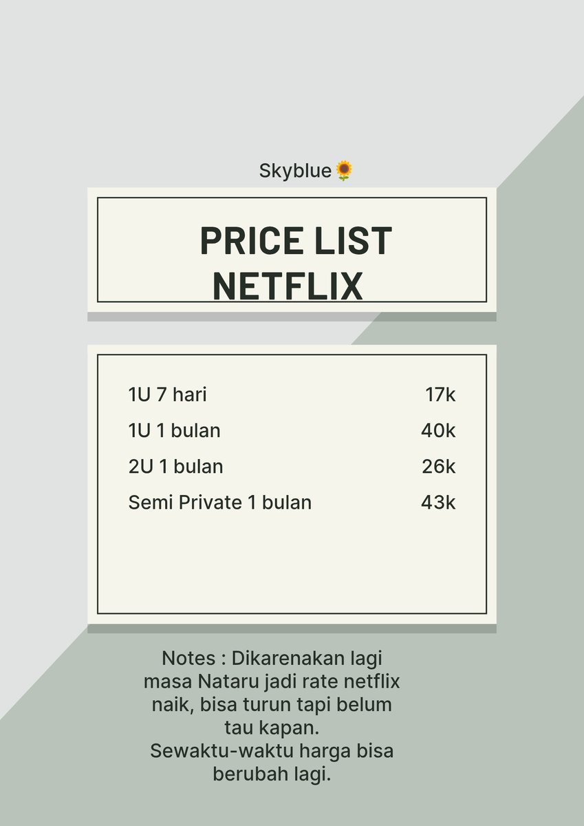 charactfr's tweet image. Guys siapa yang cari netflix private tapi mirip semi private nih aku ada, btw legal ya..
Akunnya 1 gak sharing-sharing sama siapapun..
Aku ada 1 akun angkut aja, harga sama dengan semi private

꒰ˆമ ˕ മˆ꒱ ❤︎ wa.link/knkcar
#zonauang #zonajajan #zonauang