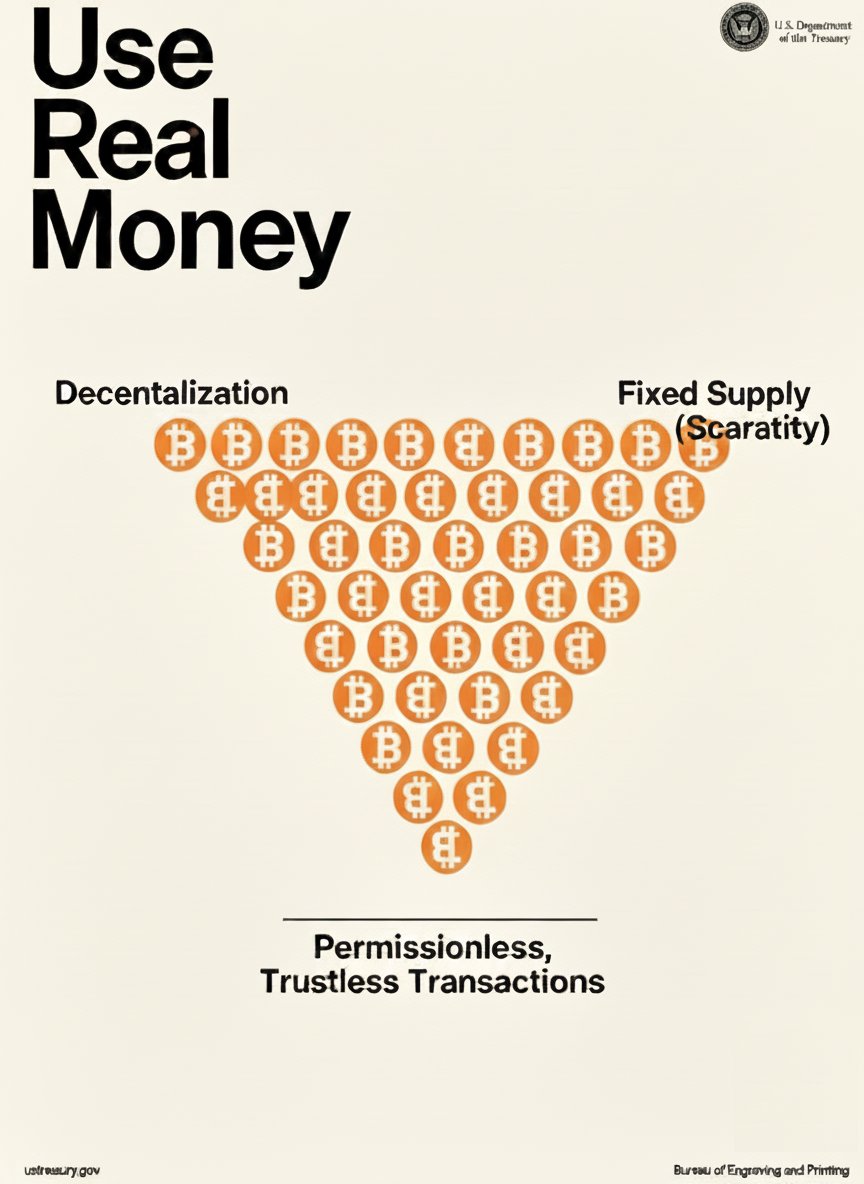 Today’s NEW Monetary Guidelines deliver a clear, common-sense message to the people: USE REAL MONEY.

The Bitcoin Pyramid reestablishes sound money, not debt, leverage, or financial engineering, as the foundation of economic health, reclaiming the pyramid as a tool for monetary