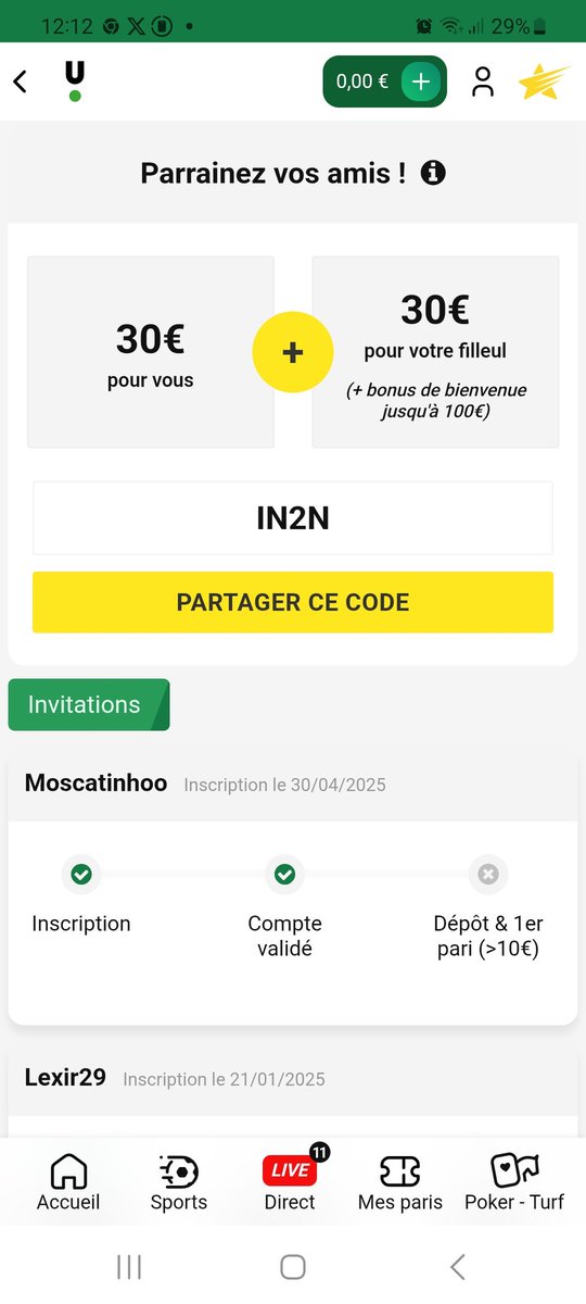 pascal1598's tweet image. Bonjour qui veux à parrainage 
Unibet 30 euros  poir vois en plus
Bonne journée