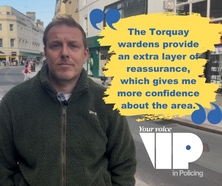 DC_PCC's tweet image. Extra foot patrols carried out by police  officers and street marshals in locations across the region, including Torquay, are boosting people's confidence in their local areas. More than 146 additional patrol hours were done in the town during the past 90 days #hotspotpolicing